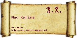 Neu Karina névjegykártya